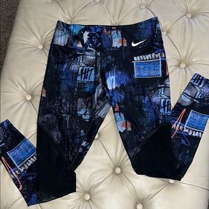 Nike Dri-FIT Blue and Black Graphic Leggings